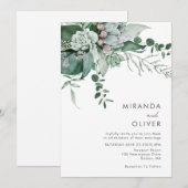 Elegante Waterverf vetplanten groen bruiloft Kaart (Voorkant / Achterkant)