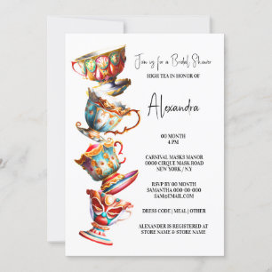 Elegante waterverf Victoriaans gestapelde theekopj Kaart