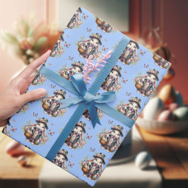 Elegante Waterverf Victoriaans paashaas bloemen Cadeaupapier