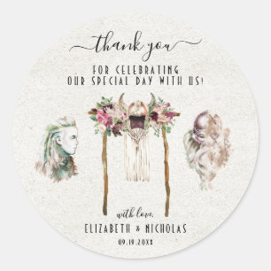 Elegante waterverf Viking Trouwgunst Ronde Sticker