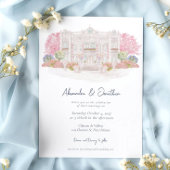 Elegante Waterverf villa bruiloft Kaart