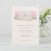 Elegante Waterverf Villa Bruiloft  Kaart (Staand voorkant)