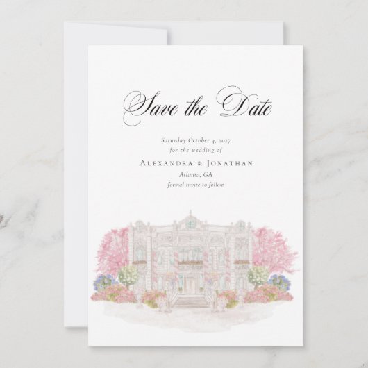 Elegante Waterverf Villa Wedding Save the Date Kaart (Voorkant)