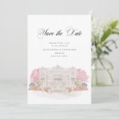 Elegante Waterverf Villa Wedding Save the Date Kaart (Staand voorkant)