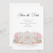 Elegante Waterverf Villa Wedding Save the Date Kaart (Voorkant / Achterkant)