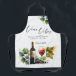 Elegante Waterverf Vino Vibes Initialen Wijngaard Schort<br><div class="desc">Verbeter uw feest met onze Elegante Waterverf Vino Vibes Initialen Vineyard Schort, een perfecte mix van stijl en bruikbaarheid. Verras uw gasten met deze unieke gunst, of geef het aan de aanstaande bruid of iemand speciaal die van wijn en koken houdt. Dit aangepaste schort voegt een persoonlijke en elegante touch...</div>