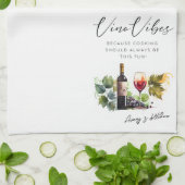 Elegante Waterverf Vino Vibes Vineyard Quote Theedoek (Gevouwen)