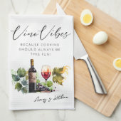 Elegante Waterverf Vino Vibes Vineyard Quote Theedoek (Quarter Fold)