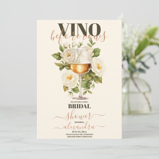 Elegante Waterverf Vino voor geloften Vrijgezellen Kaart (Staand voorkant)