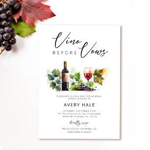Elegante Waterverf Vino voor geloften Vrijgezellen Kaart