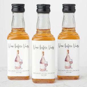 Elegante Waterverf Vino voor geloften Vrijgezellen Likeurfles Etiket