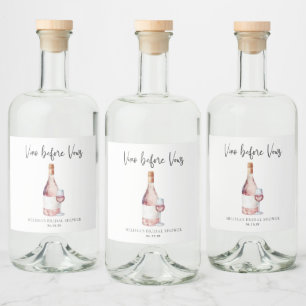 Elegante Waterverf Vino voor geloften Vrijgezellen Likeurfles Etiket