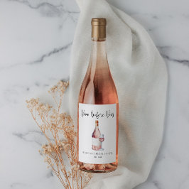 Elegante Waterverf Vino voor geloften Vrijgezellen Wijn Etiket