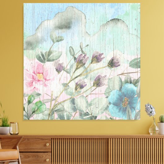 Elegante Waterverf Vintage Wildflowers Canvas Afdruk (Insitu (Woonkamer))