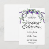 Elegante waterverf viooltjes en lavendel bruiloft kaart (Voorkant / Achterkant)