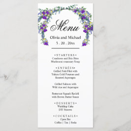 Elegante waterverf viooltjes Trouwmenu Menu