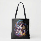 Elegante Waterverf Virgo Zodiac Zwart Tote Bag (Voorkant)