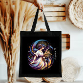 Elegante Waterverf Virgo Zodiac Zwart Tote Bag