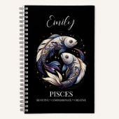 Elegante Waterverf Vissen Zodiac Custom Journal Notitieboek (Voorkant)