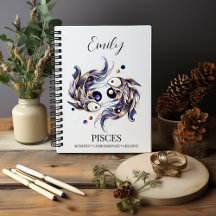 Elegante Waterverf Vissen Zodiac Custom Journal