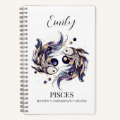 Elegante Waterverf Vissen Zodiac Custom Journal Notitieboek (Voorkant)