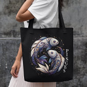 Elegante Waterverf Vissen Zodiac Zwart Tote Bag