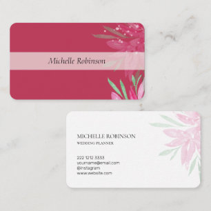 Elegante waterverf Viva Magenta bloemmotief Visitekaartje