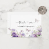 Elegante Waterverf Vlinder kussen dank u Baby Notitiekaartje (Voorkant / Achterkant in situ)