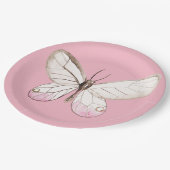 Elegante Waterverf Vlinder Roze Papier Borden Papieren Bordje (Gekanteld)
