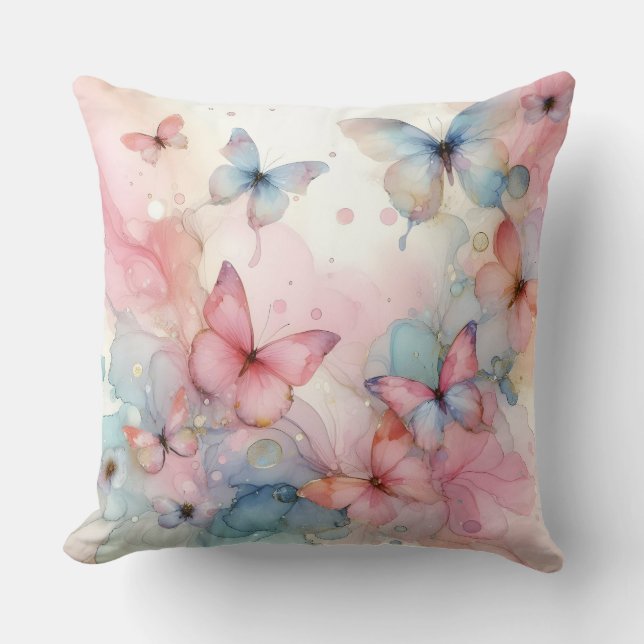 Elegante Waterverf vlinder Sierkussen (Voorkant)