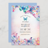 Elegante Waterverf Vlinder Wildflower Kleurrijk Kaart (Voorkant / Achterkant)