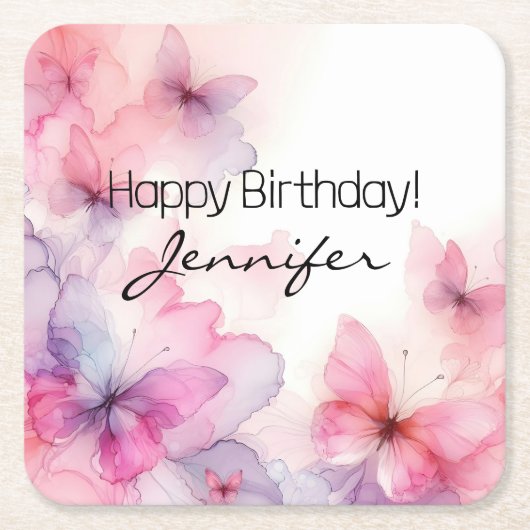 Elegante Waterverf vlinderpapier Onderzetter (Voorkant)