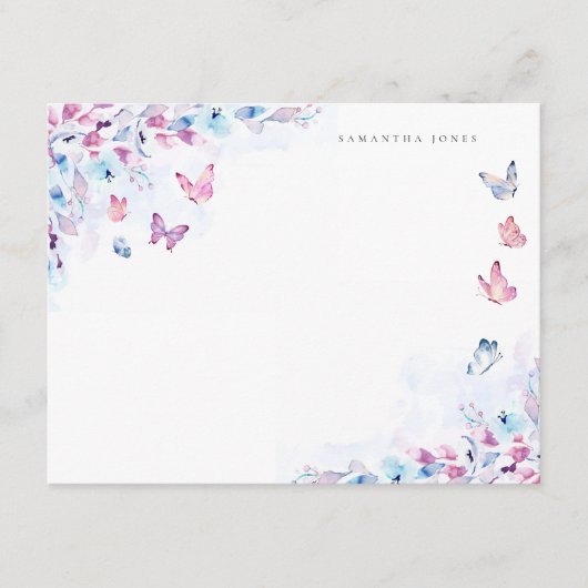 Elegante Waterverf Vlinders Eenvoudig Informatiekaartje (Voorkant)
