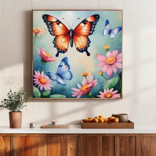 Elegante Waterverf Vlinders Kunstprint Perfect Poster