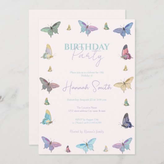 Elegante Waterverf vlinders mooi design Kaart (Voorkant / Achterkant)