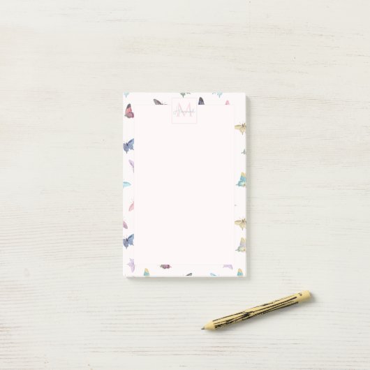 Elegante Waterverf vlinders mooi design Post-it® Notes (Op bureau)