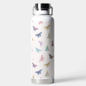 Elegante Waterverf vlinders mooi design Waterfles (Achterkant)