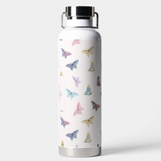 Elegante Waterverf vlinders mooi design Waterfles (Achterkant)