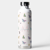 Elegante Waterverf vlinders mooi design Waterfles (Links)