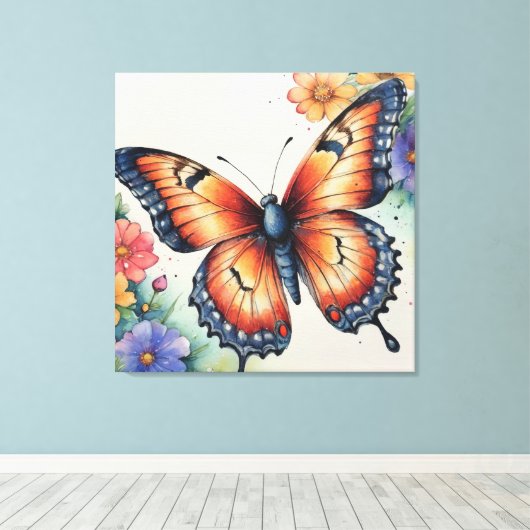Elegante Waterverf Vlinders Natuur geïnspireerd Canvas Afdruk (Insitu (Houten vloer))