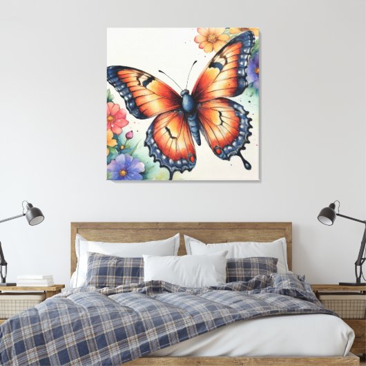 Elegante Waterverf Vlinders Natuur geïnspireerd Canvas Afdruk (Insitu (Slaapkamer))