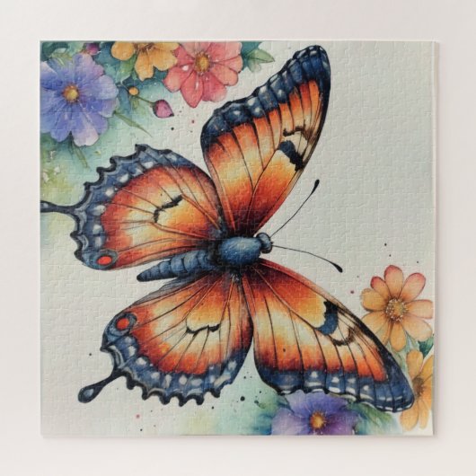 Elegante Waterverf Vlinders Natuur geïnspireerd Legpuzzel (Horizontaal)