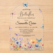 Elegante Waterverf Vlinders Vrijgezellenfeest Acryl Uitnodigingen (Voorkant)