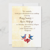 Elegante Waterverf Vogels Bruiloft Uitnodigingen (Achterkant)