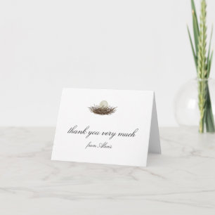 Elegante Waterverf Vogels Nest Dank u Bedankkaart