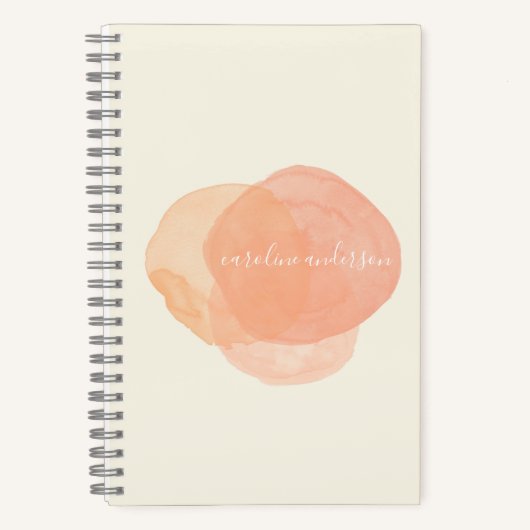 Elegante Waterverf Vormen in Perzik Gepersonalisee Notitieboek (Voorkant)