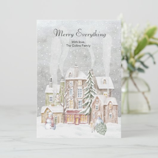 Elegante Waterverf Vrolijk alles Kerstmis Feestdagenkaart (Staand voorkant)