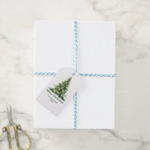 Elegante Waterverf Vrolijk Kerstboom Niet-Foto Cadeaulabel (Met Touw)