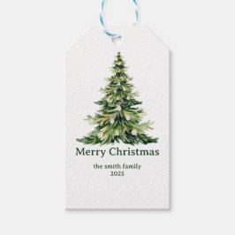 Elegante Waterverf Vrolijk Kerstboom Niet-Foto Cadeaulabel