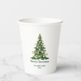Elegante Waterverf Vrolijk Kerstboom Niet-Foto Papieren Bekers
